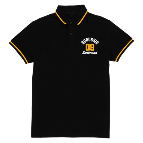BVB Borussia Dortmund Polo Explorer pour Homme, Noir, 100% Coton, Taille XL
