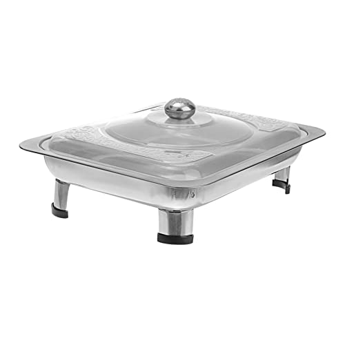 MAGICLULU Square Buffet Tray Stainless Steel Four-Legged Food Plate Versatile Buffet Dishes Storage Holder for Restaurant Catering and Banquet Use