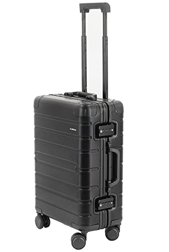 ALUMAXX 45191 - Reisetrolley Gravity, Reisekoffer mit beidseitiger Packmöglichkeit, Rollkoffer aus Aluminium, Trolleykoffer mit 4 doppelten 360° Leichtlaufrollen, Koffer ca. 56 x 37 x 21 cm, schwarz