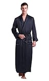 LILYSILK Silk Robe for Men 100% Mulberry Silk 22 Momme Extra Long Bathrobe Soft Breathable XXXL, Navy Blue