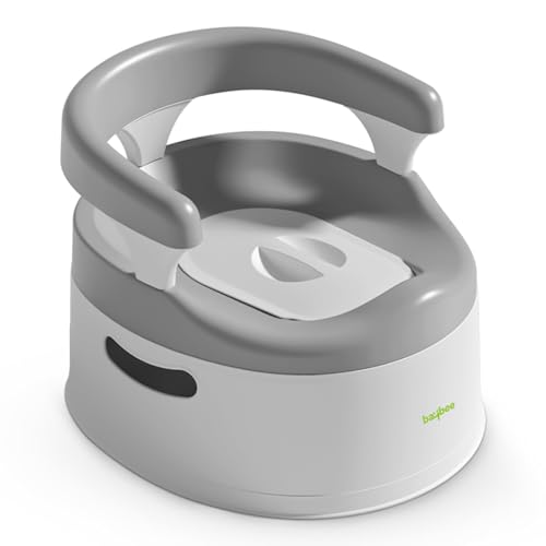 Image of Baybee Western Toilet Potty Seat for Kids, Baby Toilet Training Seat Chair with Anti-Slip Armrest, Backrest, Removable Tray, Portable Baby Potty for Toddler Travel Kids Potty Seat (Grey)