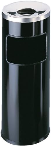Image of Durable Waste Bin Safe with Round Ashtray - Black