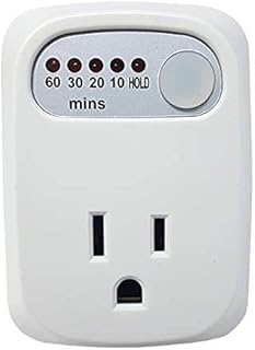 Auto Shut-Off Safety Outlet, 60 min 30 min 20 min 10 min Countdown Timer with HOLD option