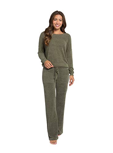 Barefoot Dreams CozyChic Ultra Lite Slouchy Pullover for Women, Ultra Soft Long Sleeve, Crew Neck Pullover (X-Small, Olive)