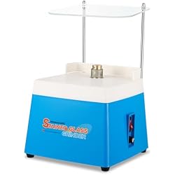 Mxmoonant Stained Glass Grinder w/ 5/8'' & 1'' Grinder Bits & Safety Guard | 4200r Mini DIY Grinding Tool Kit, for Shaping Ceramic Glass, Mosaics, Auto Water Absorption without Sponge 110V Blue
