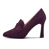 Castamere Mujer Aguja Alto High Heel Cerrado el Dedo del pie Puntiaguada Punta Pumps Slip-on Oficina Fiesta Clear Cute Zapatos 10 CM Heels Morado A 39 EU