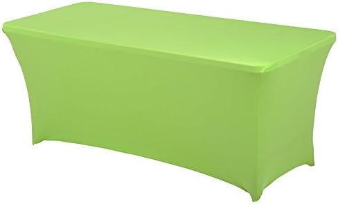 HAORUI Fitted Spandex Tablecloth, Tight Rectangle Wrinkle Resistant Table Clothes, Washable Stretch Rectangular Patio Table Cover for Banquets, Weddings, Parties, Kitchen (6 ft, Apple Green)