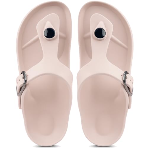 Image of ORTHO JOY Orthopedic Arch Support Sandals for Women - Comfort Slip-On Toe Post Slides with Adjustable Strap & Cushion Sole