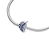 Femme Charms- Plume courbée bleue Argent Sterling 925 Pendentif avec Zircon Cubique pour Bracelet #1