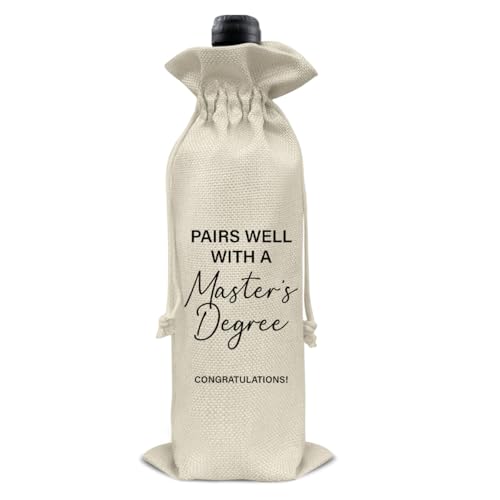 RNYJJ Bolsa de vinho para mestrado, presente de graduação para mestrados e graduados universitários, combina bem com um mestrado