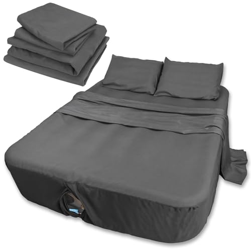 Air Mattress Sheet Set Full Size- 4 Pieces Soft & Breathable Deep Pocket Sheets Set for 16-24 Inch Inflatable Bed with Flat Sheet, Fitted Sheet and Pillowcase, Ideal for Camping, RV, Guest Room, Gray by AEHISDHIE - Used condition - US$28.41