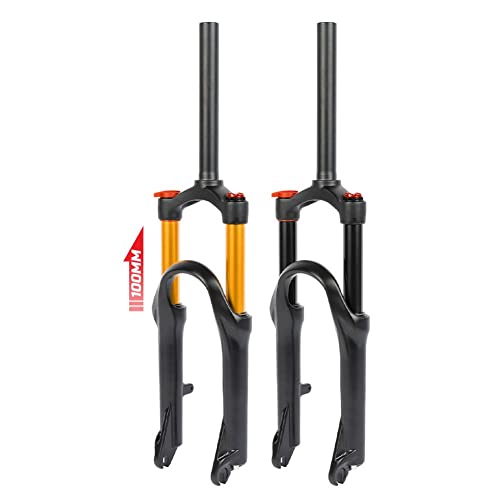 Yojolo Bmx Suspension Forks 24Inch Mountain Bike Air Fork 100Mm Travel 1-1/8 Straight Disc Brake Front Fork 9Mm Qr Manual Lockout For Folding Bicycle Mtb 1833G (Color : Gold 24'') #TOP5