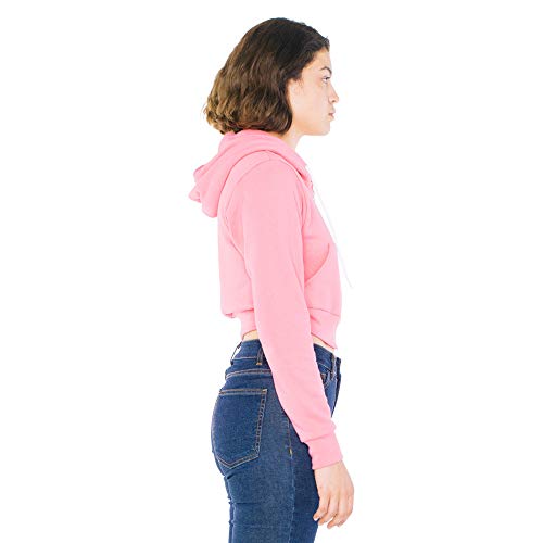 American Apparel Women's Flex Fleece Cropped Long Sleeve Zip Hoodie, Deep Pink, X-Small #TOP2