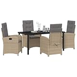 vidaXL 5-Piece Tuin Eet Set met Kussens in Beige Poly Rattan