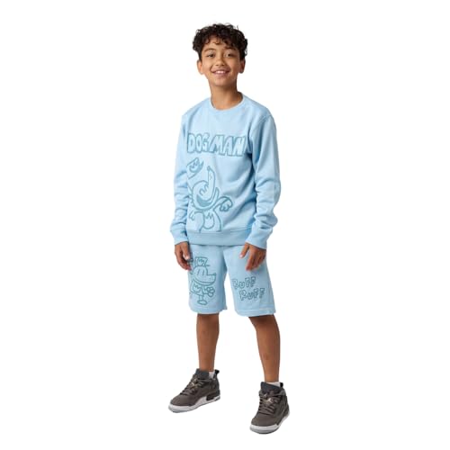 Bioworld Dog Man Puff Ruff Boy's 2-Pack Crew Neck Long Sleeve Sweatshirt & Lounge Shorts Set3