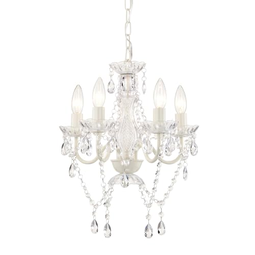 Alighting Moderner Kleiner Kronleuchter in Weiß 4-Flammige Pendelleuchte Ø 41 cm Elegante Deckenlampe für Kleine Räume Schlafzimmer Flur Esszimmer