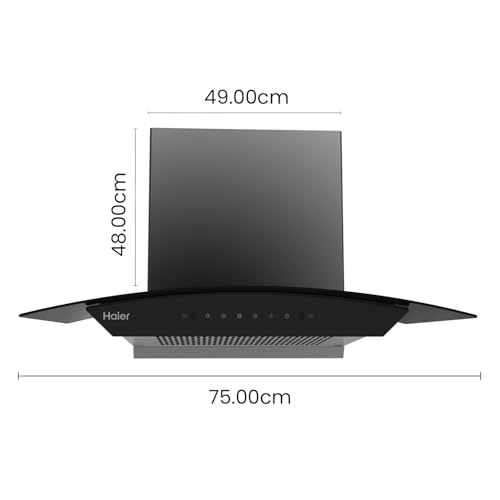 Image of Haier 75cm 1500 m3 /hr Curved Chimney Black Filterless Autoclean with Oil Collector | 10 Yr Motor & 4 Yr Product Warranty | Gesture Control | Free Installation and Pipe | HIH-G1750-IN