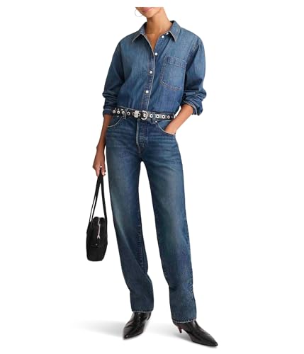 Madewell Womens Dean Easy Straight Jean in Greendale Wash4