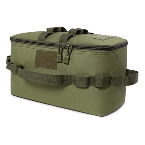 Tactical Camping Storage Bag 11L Tactical Utility Tote Bag Camping Cookware Organizer Trunk Organizer with Shoulder Strap (Army Green) Cover