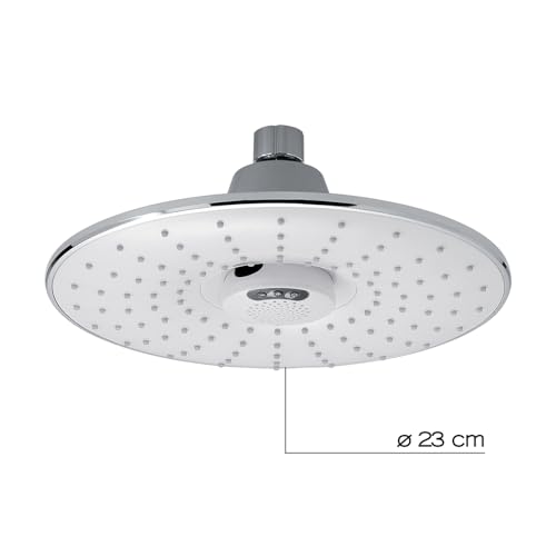 Gedy Soffione Doccia Anticalcare Cromato Music 00, Soffione Doccia Rotondo Diametro 23 Cm, Cassa Bluetooth Incorporata Rimovibile, 1 Getto Tipo Pioggia, Soffione Regolabile 360°, Ugelli In Silicone - 3