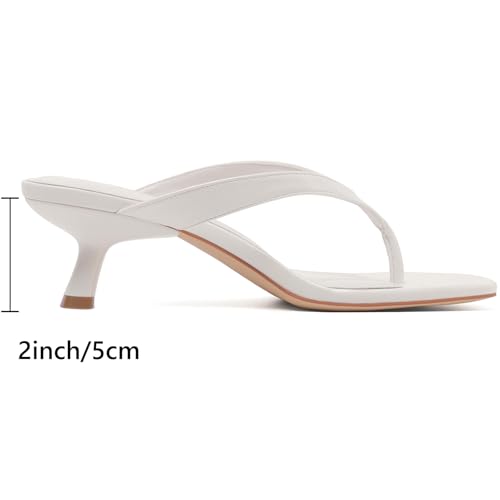 Image of Kitten Heels for Women Round Open Toe Sandals Flip Flop Heels Summer Low Heeled Thong Sandals