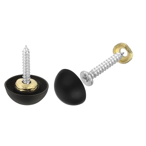 sourcing map 4 Set Mirror Screws with Caps, 18mm Zinc Alloy Decorative Cover Nails for Wall Mirror Mounting Sign Advertising Hardware, Black