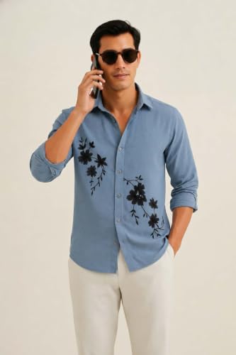 Image of Lymio Men Shirt | Premium Embroidered Shirt for Men | Long Sleeve Slim Fit Casual Shirts for Men | Trendy Wedding & Festive Ready (Packs Also Available) (01-04)