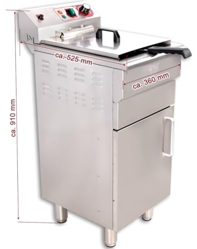 Beeketal 'BSF-160P' Profi Gastro Stand Fritteuse mit Unterschrank (16 L Volumen für max. 11 L Öl) Edelstahl Friteuse mit Fettablaufhahn im Schrank, 5000 Watt, 400V-50Hz Starkstrom Anschluss – Bild 6