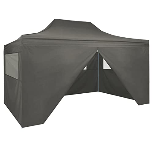 Gecheer Gazebo Professionale Pieghevole 4 Pareti 3x4m Acciaio Antracite,Gazebo da Esterno,Gazebo Esterno Resistente，Padiglione da Giardino,Tenda per Feste,Gazebo per Barbecue,BBQ