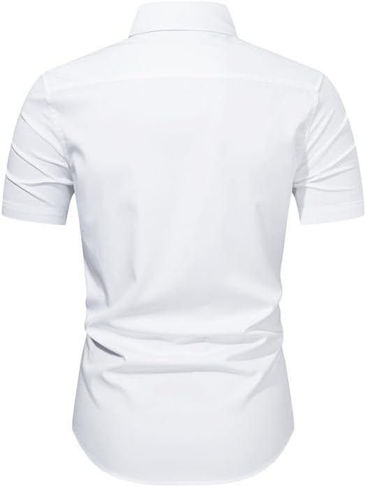 JMIERR Men's Casual Button Down Shirts Wrinkle-Free Short Sleeve Business Dress Shirt - Image 9