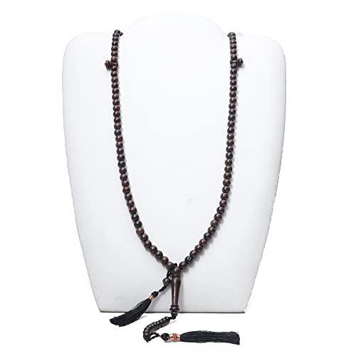 Handmade Natural Tamarind Wood Muslim Rosary 8Mm Tasbeeh Prayer Beads - 99 Round Beads With Copper On Tassels Sibha #TOP3