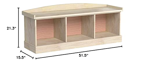International Concepts Storage Wood Bench, Unfinished #TOP6