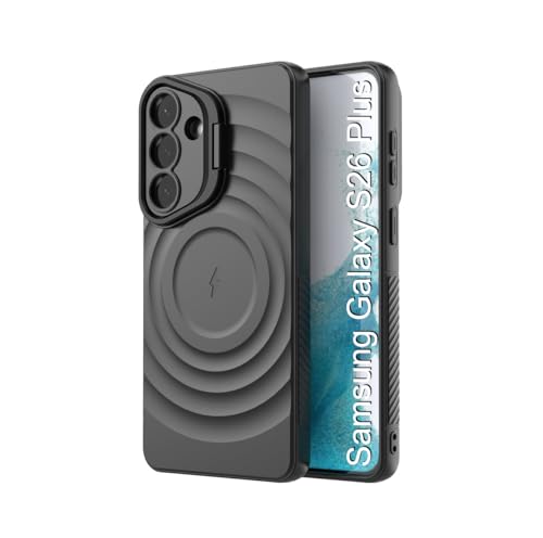 Image of LuxuryKase Shockproof Case for Samsung Galaxy S26 Plus | Ripple Pattern | Camera Protection | Inner Velvet Fabric Lining | Protective Cover with Enhanced Grip & Wireless Charging Support - Black