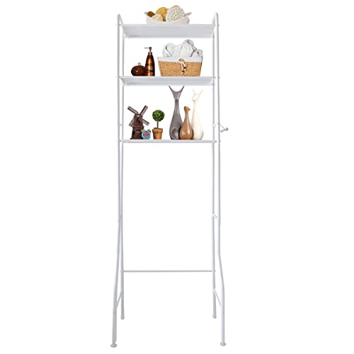Nyana Home | Estantería de Baño sobre Inodoro | 3 Alturas | Resistente a Agua y Polvo | Patas ajustables en Altura (Blanco) Cover
