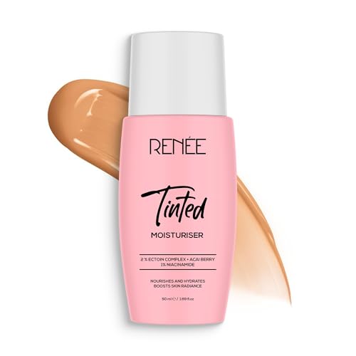 RENEE Tinted Moisturiser – Caramel Glint| Hydrates, Boosts Radiance, Repairs Barrier & Brightens Skin | With Niacinamide, Acai Berry & Ectoin | 50 ml