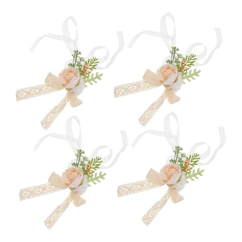 Ramillete de muñeca elegante con lazo decorativo para novia y ceremonia