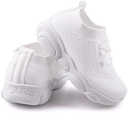 Baby First Walking Shoes 1-4 Years Kid Shoes Trainers Toddler Slip on Infant Waves Shoes Boys Girls Cotton Mesh Breathable Sneakers Outdoor(White,6 T) Bear24