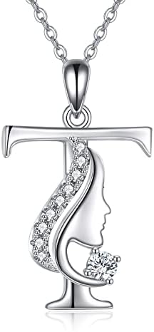 YAFEINI Initial Letter Pendant Necklace for Women Alphabet A-Z 925 Sterling Silver Jewellery Gifts for Girls