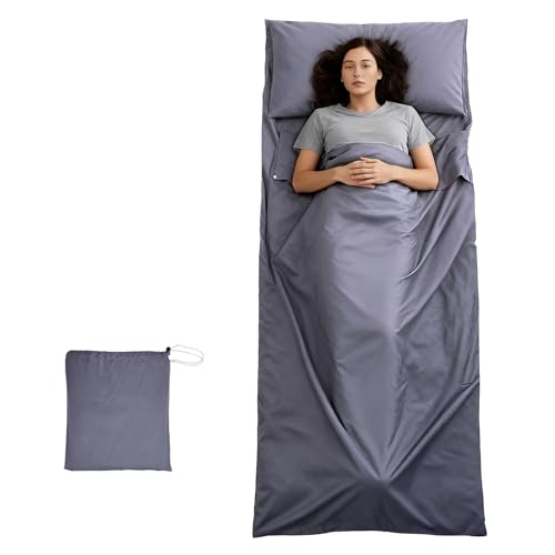 JASKFG Lightweight Sleeping Bag Liner Single & Double Camping Travel Sleep Sack for Backpacking...