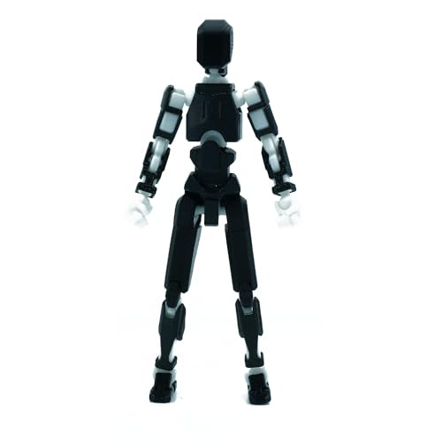 Image of Dummy 13 Action Figure Robot | Fully Articulated 3D Printed Robot Toy | 5.4-inch Collectible Figurine | Matte Finish| Unassembeled (Black-White)
