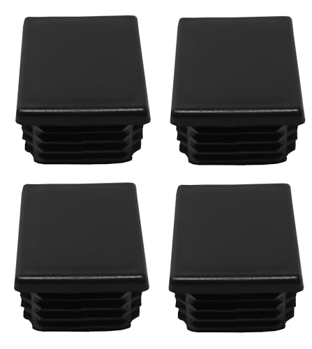 Image of Black Plastic 2 inch x3 inch Rectangle Tubing End Cap Plug Insert, Finishing Plug, Pipe End Cap, Durable Chair Glide Universal (4)