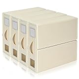 Boic 4 St&uuml;ck Linen Bed Sheet Organiser Box, Faltbarer Bettw&auml;sche Organizer Mit Sichtfenster Und Etikett, Bettw&auml;sche Schubladen Aufbewahrungstasche F&uuml;r Bettlaken Und Kleidung (Beige)
