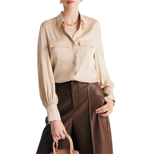 Chemise en soie pour femme Kelsiop anti-froissement fluide couleur unie