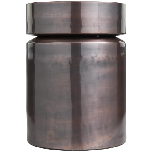 Image of Deco 79 Metal Drum Side End Accent Table, 14 inch x 14 inch x 19 inch, Polished Copper