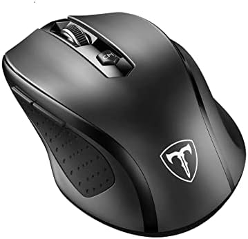 Happy Fit 2.4G Wireless Mouse Portable Mobile Optical Mouse with USB Receiver, 5 Adjustable DPI Levels, 6 Buttons for Notebook, PC, Laptop, Computer, MacBook - Black - New (Single)