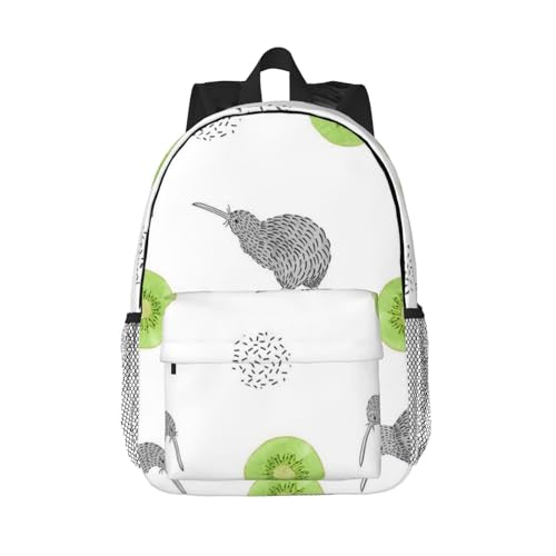 YounPrenG Rucksack, Freizeitrucksack, Schulrucksack, Büchertasche, Wanderrucksack, Reiserucksack, Campingrucksack, Nahtlose Muster Aquarell Kiwi Vogel Kiwi Wildtier Kiwi Wildtier Kiwi