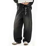 [Augneay] デニムパンツ メンズ ジーンズ ワイドデニム ズボン ゆったり ウェストゴム ウォッシュ ジーパン ルーズ レトロ ヴィンテージ加工 オールシーズン お洒落 カジュアル