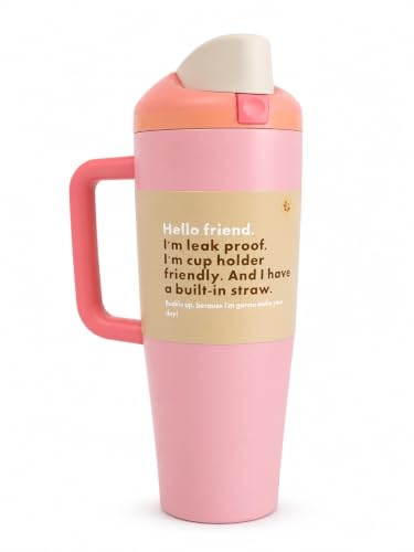 Image of HomeCloud 1200ML Stainless Steel Tumbler with Handle, Lid & Straw - Large Insulated Travel Mug Water Cup for Gym, Office, Travel & Outdoor Use (Peach H)
