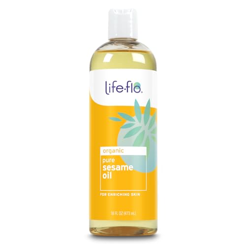 LIFE-FLO Organic Sesame Oil - Face and Body Oil - Body Moisturizer and Nutrient for Dry Skin Care - Ideal for Massage - Extracted from Organic Sesame Seeds - 60-Day Guarantee - 16oz