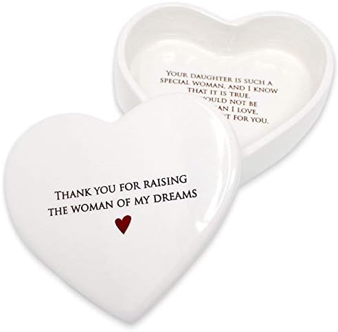 Susabella - Mother of the Bride Gift from Groom, Mom Wedding Gift or Mother's Day Gift from Son In-Law - Thank You for Raising the Woman of My Dreams - Ceramic Keepsake Heart Box